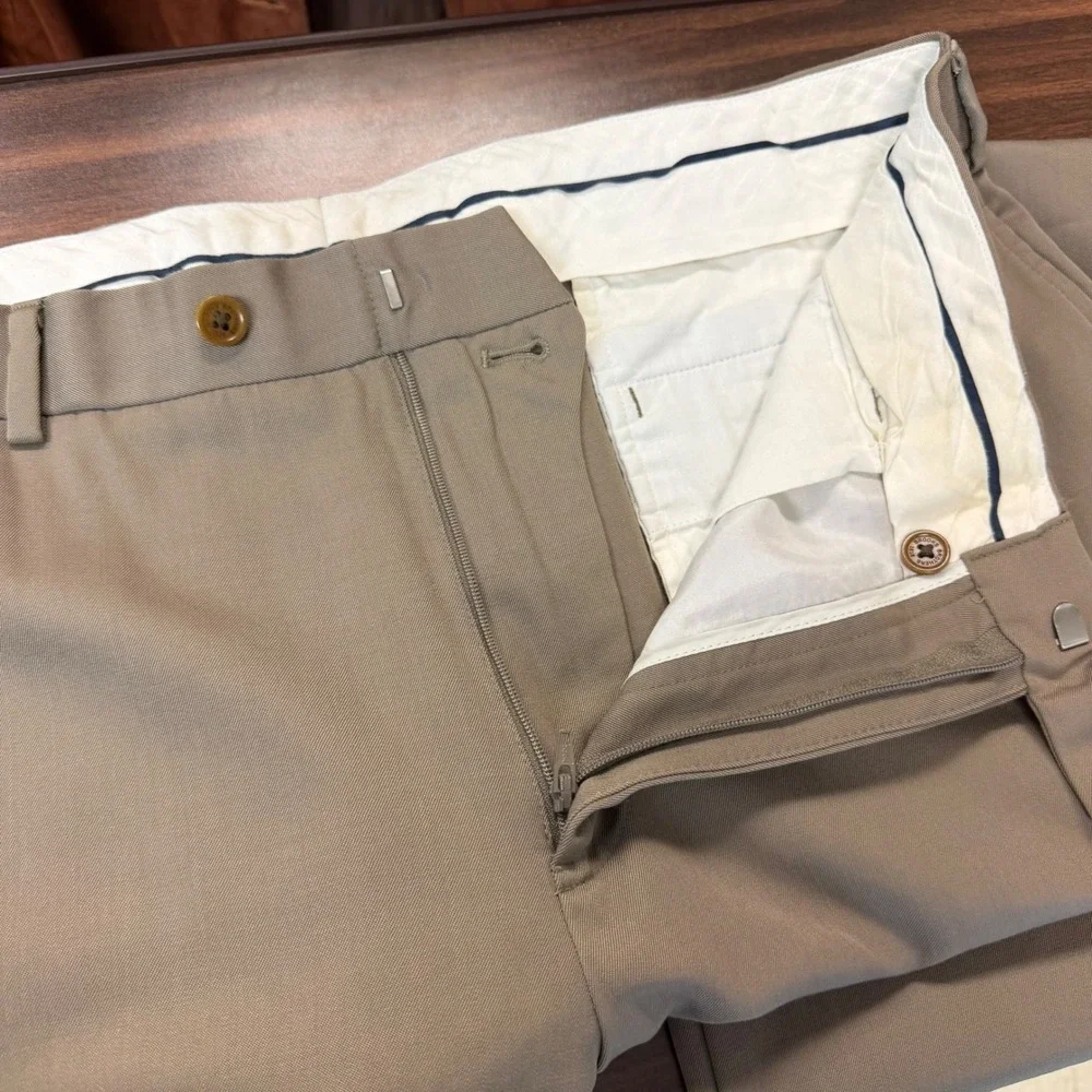 Brooks Brothers Madison Wool Dress Pants Men's Size 37x30 Tan Khaki Formal Pants